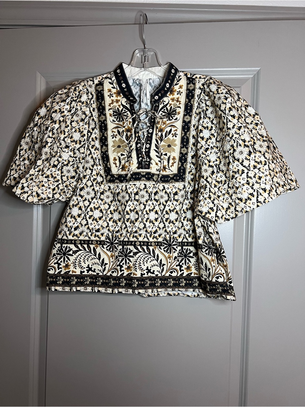 By Anthropologie Pleated Puff Sleeve Blouse Floral Boho SP